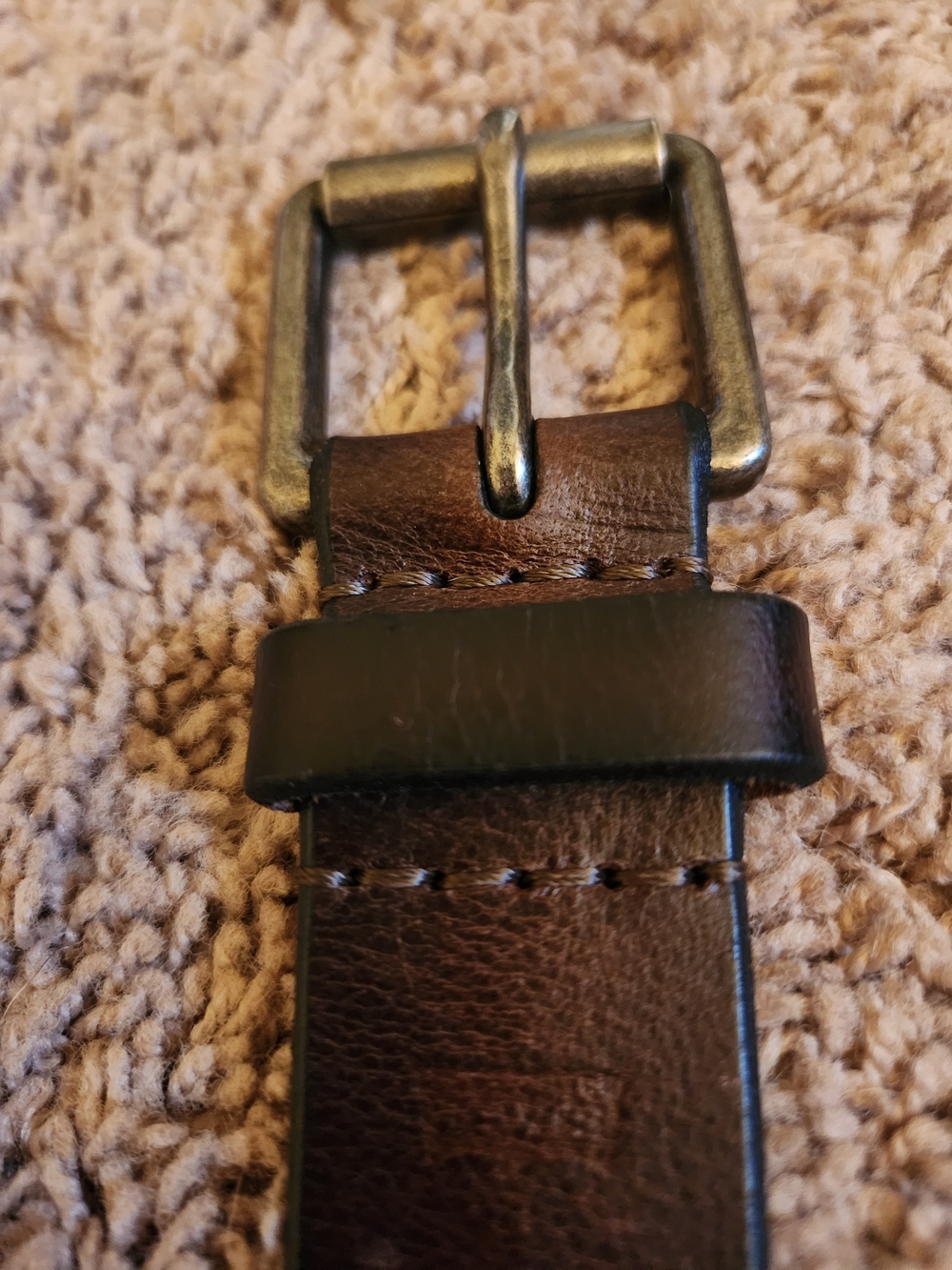 Levis Men's Dark Brown Leather Belt with Antiqued Metal Buckle